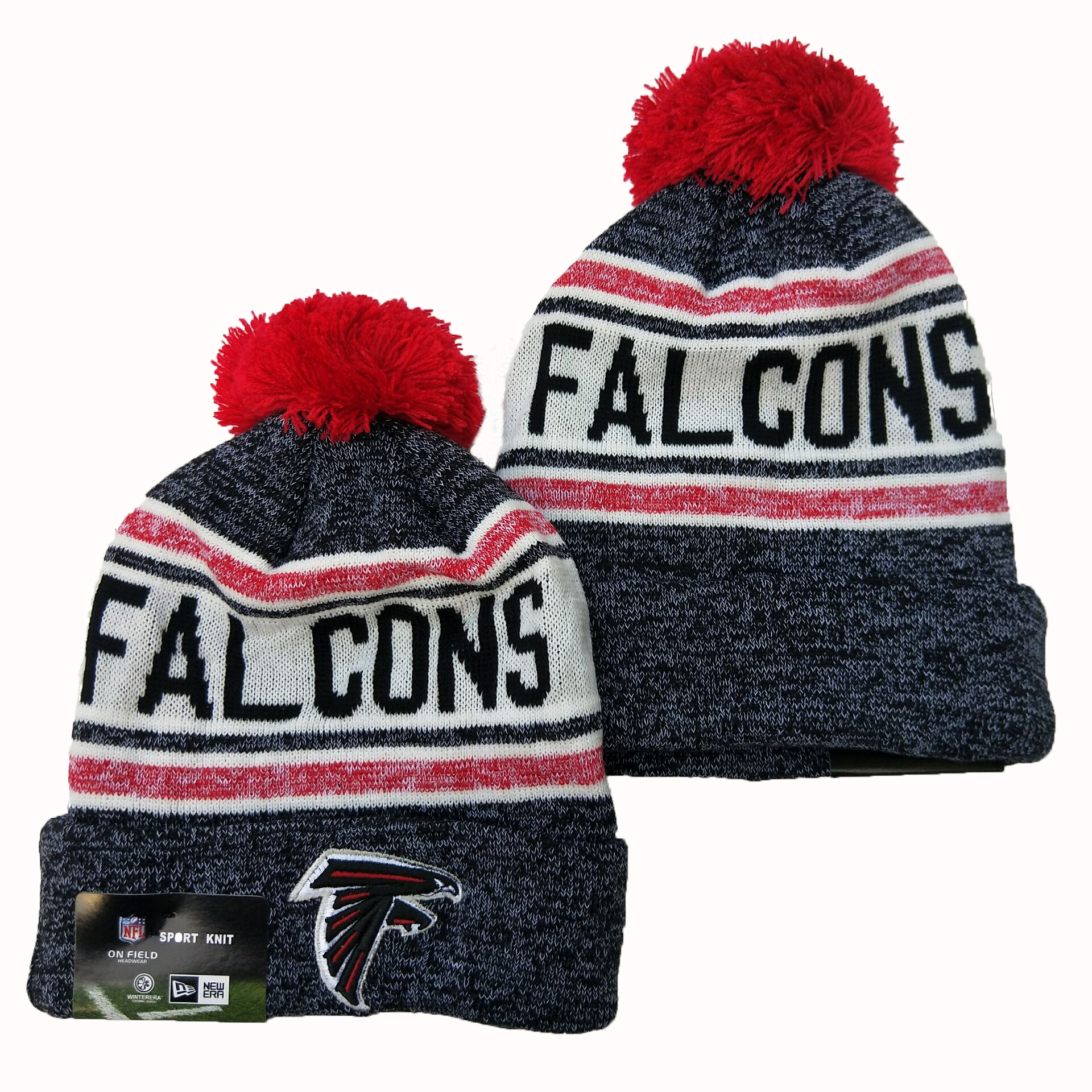 Falcons Team Logo Gray Pom Knit Hat YD