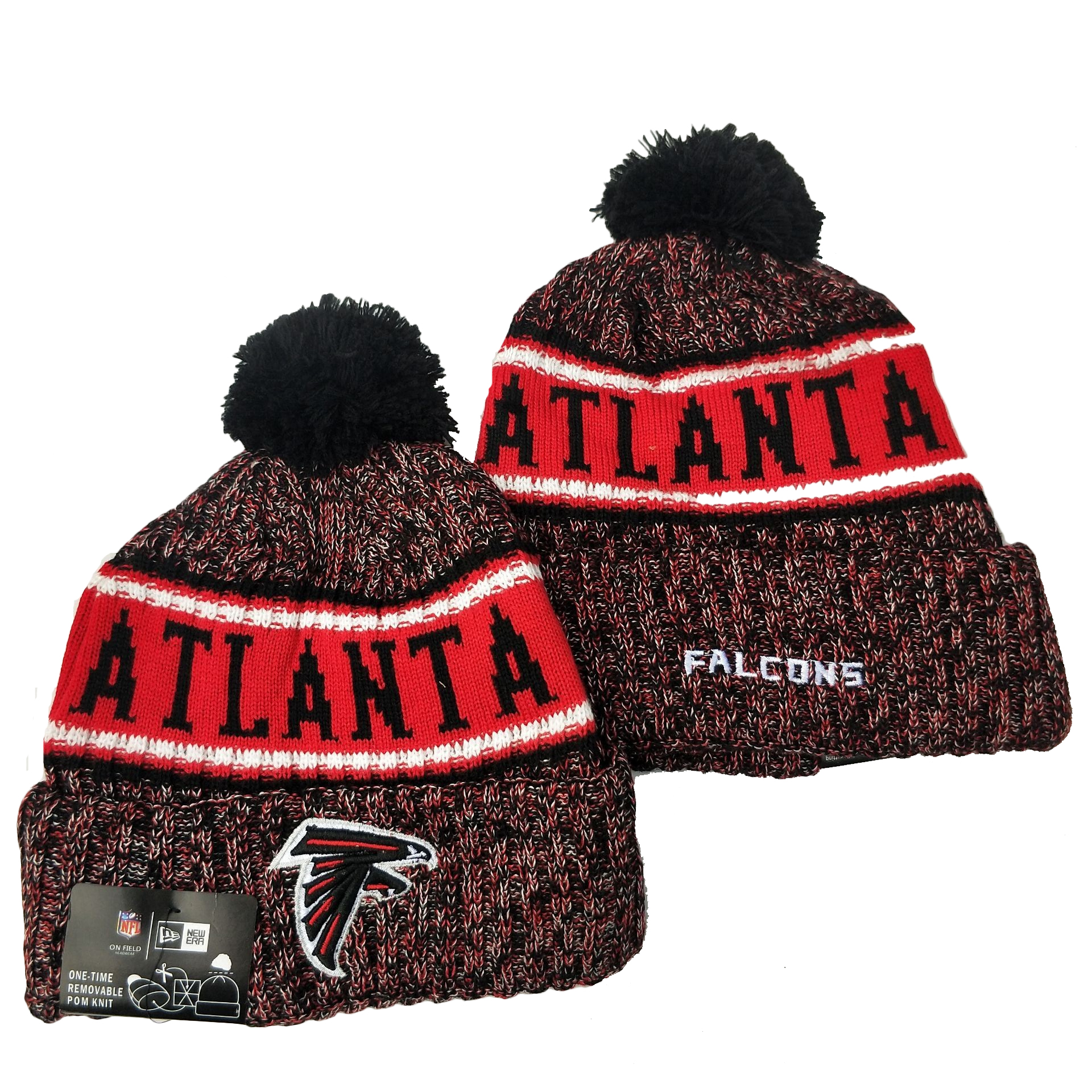 Falcons Team Logo Red Pom Knit Hat YD