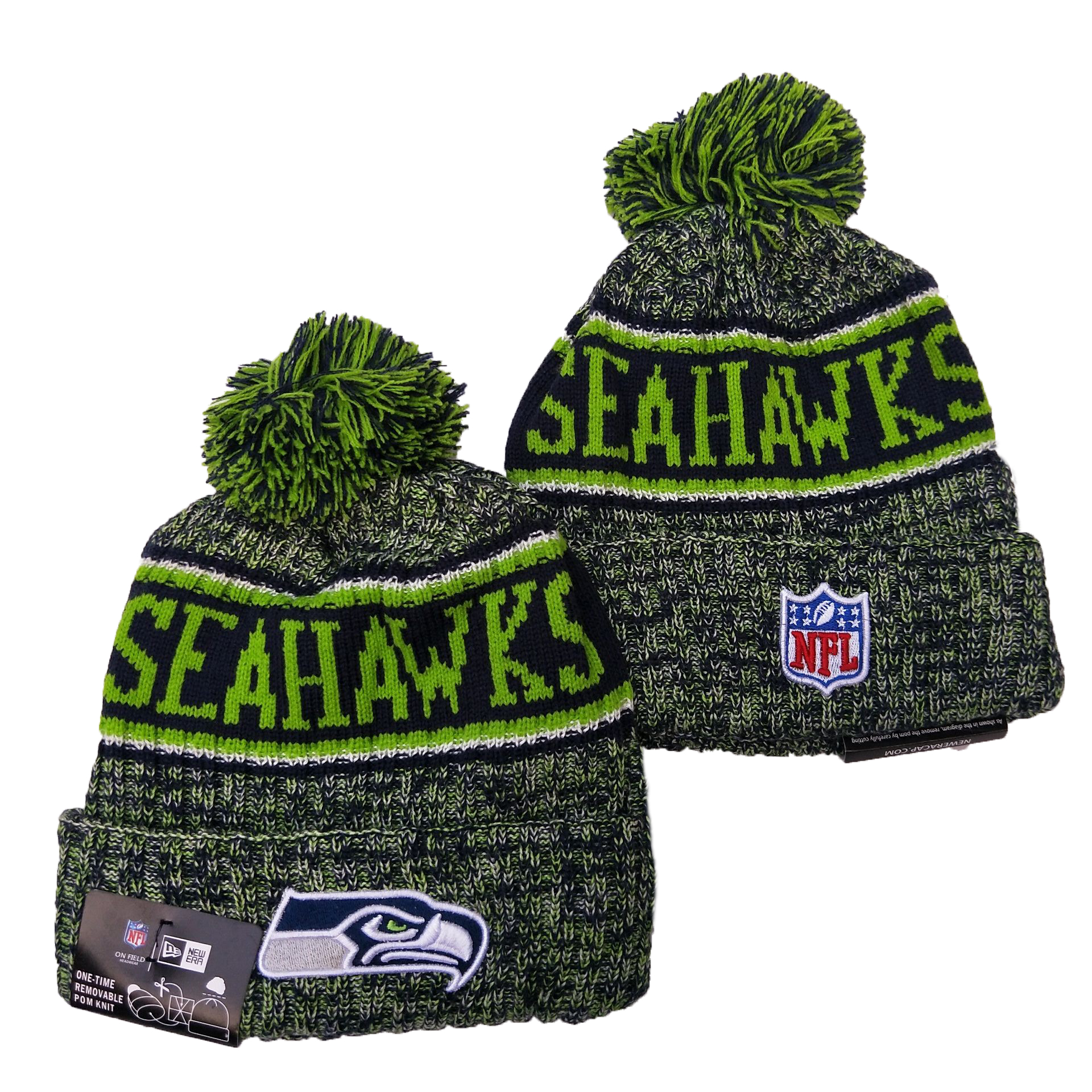 Seahawks Team Logo Gray Green Knit Hat YD