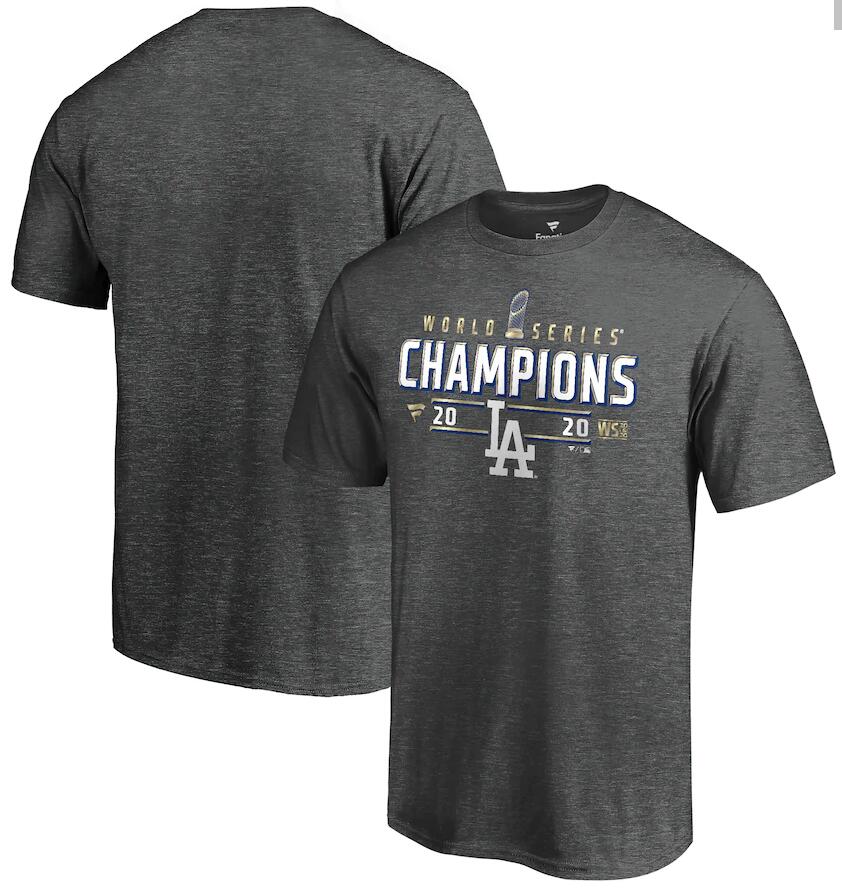 Men's Los Angeles Dodgers Fanatics Branded Charcoal 2020 World Series Champions Locker Room T-Shirt