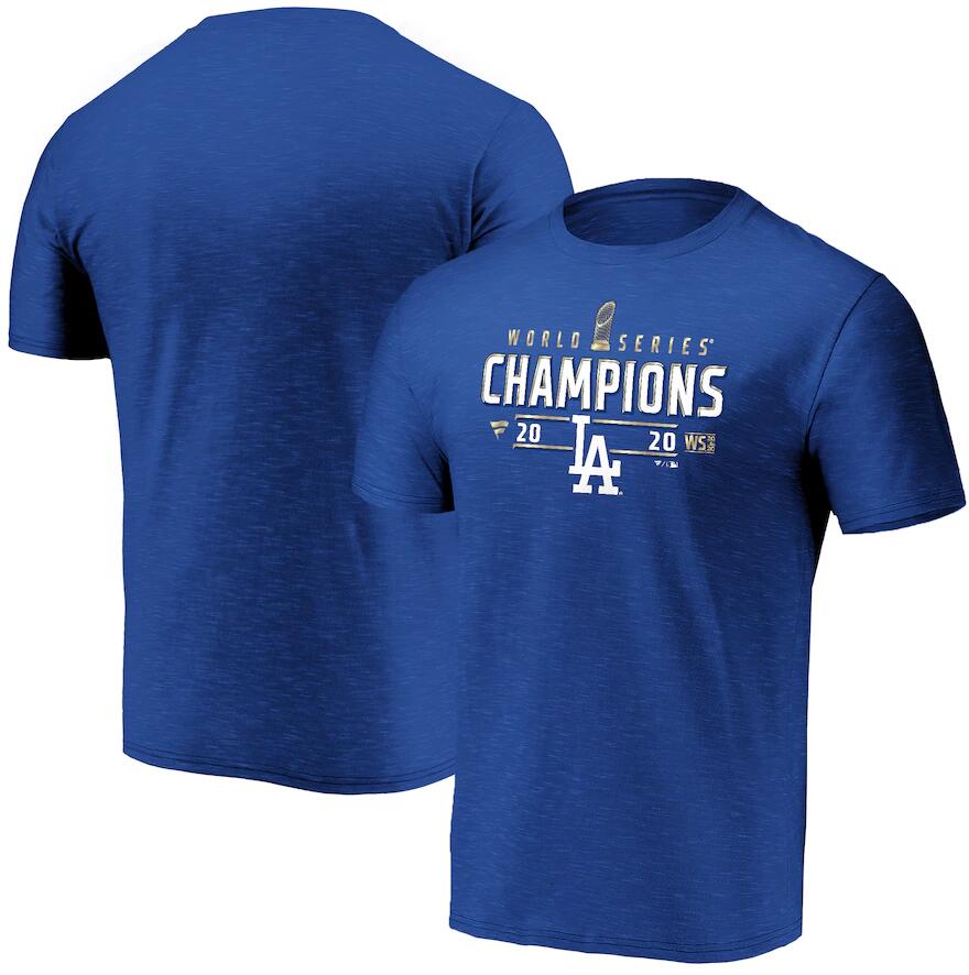 Men's Los Angeles Dodgers Fanatics Branded Royal 2020 World Series Champions Locker Room Space Dye T-Shirt
