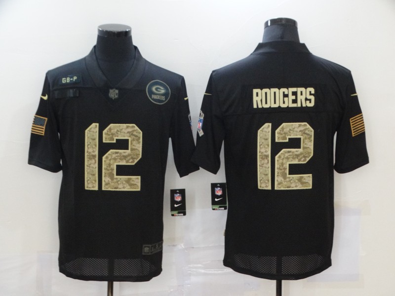 Nike Packers 12 Aaron Rodgers Black Camo 2020 Salute To Service Limited Jersey - Click Image to Close