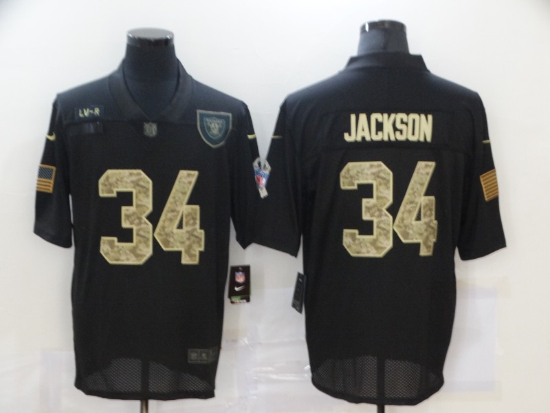 Nike Raiders 34 Bo Jackson Black Camo 2020 Salute To Service Limited Jersey - Click Image to Close