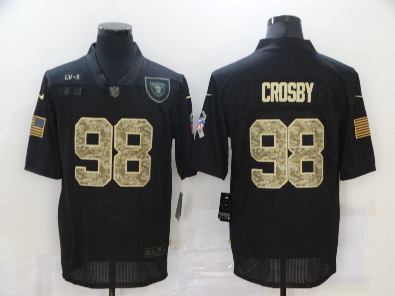 Nike Raiders 98 Maxx Crosby Black Camo 2020 Salute To Service Limited Jersey - Click Image to Close