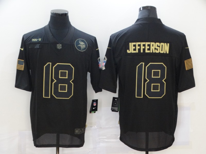 Nike Vikings 18 Justin Jefferson Black 2020 Salute To Service Limited Jersey - Click Image to Close
