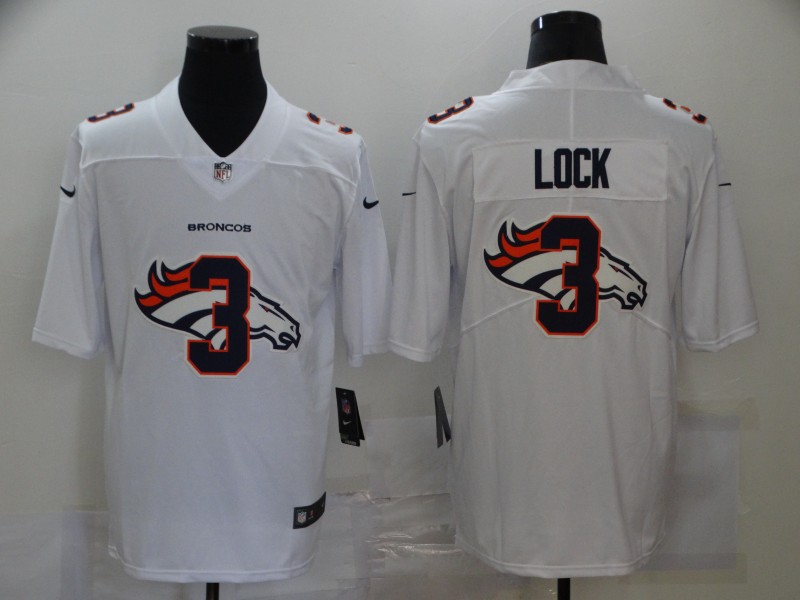 Nike Broncos 3 Drew Lock White Shadow Logo Limited Jersey - Click Image to Close