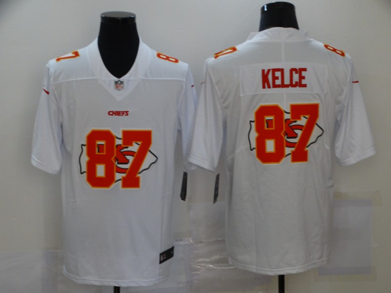 Nike Chiefs 87 Travis Kelce White Shadow Logo Limited Jersey - Click Image to Close