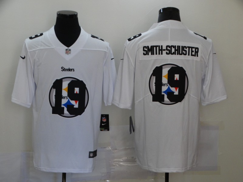 Nike Steelers 19 JuJu-Smith Schuster White Shadow Logo Limited Jersey