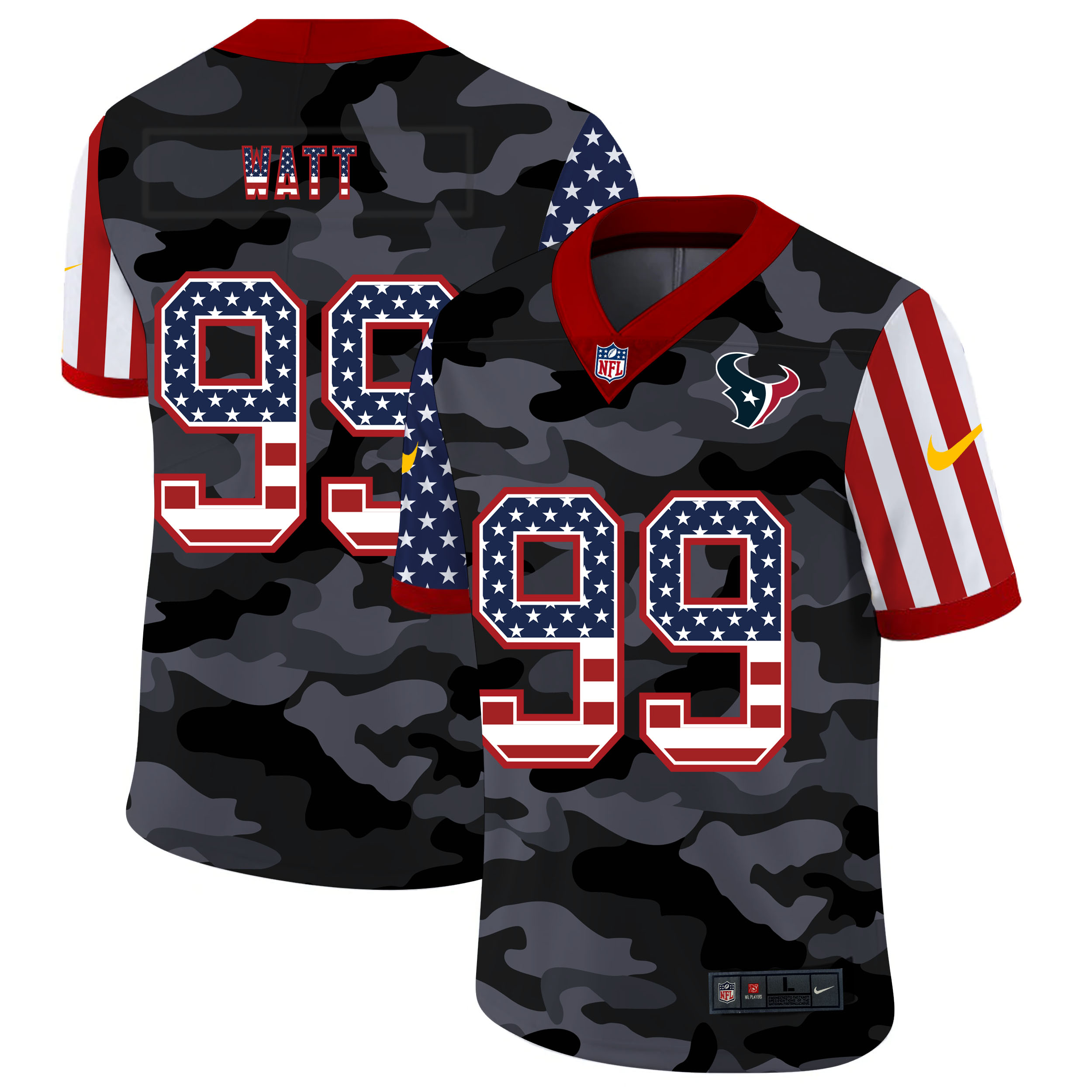 Nike Texans 99 J.J. Watt Camo 2020 USA Flag Salute to Service Limited Jersey