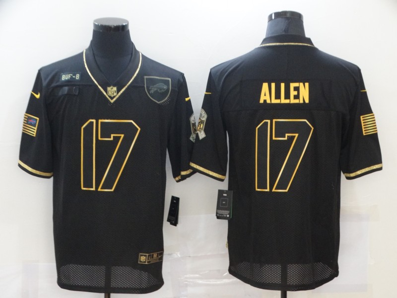 Nike Bills 17 Josh Allen Black Gold 2020 Salute To Service Limited Jersey