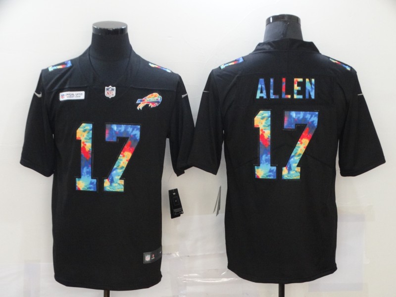 Nike Bills 17 Josh Allen Black Vapor Untouchable Rainbow Limited Jersey