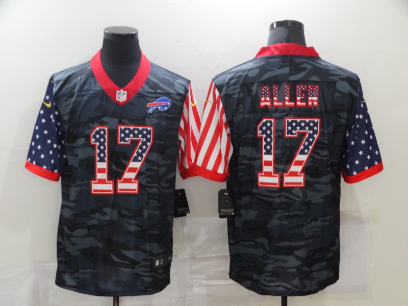 Nike Bills 17 Josh Allen Camo 2020 USA Flag Limited Jersey