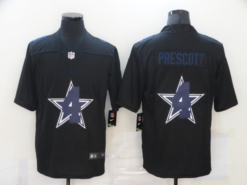 Nike Cowboys 4 Dak Prescott Black Shadow Logo Limited Jersey
