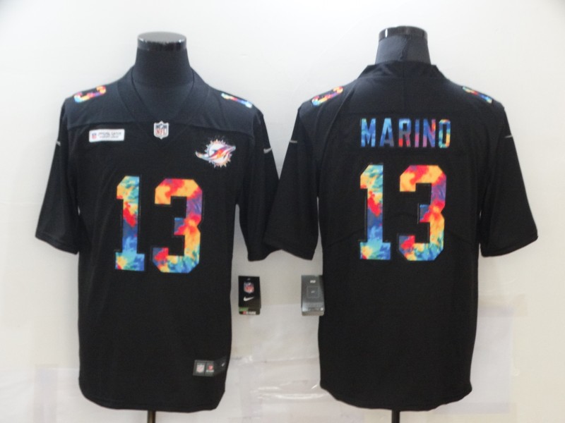 Nike Dolphins 13 Dan Marino Black Vapor Untouchable Rainbow Limited Jersey