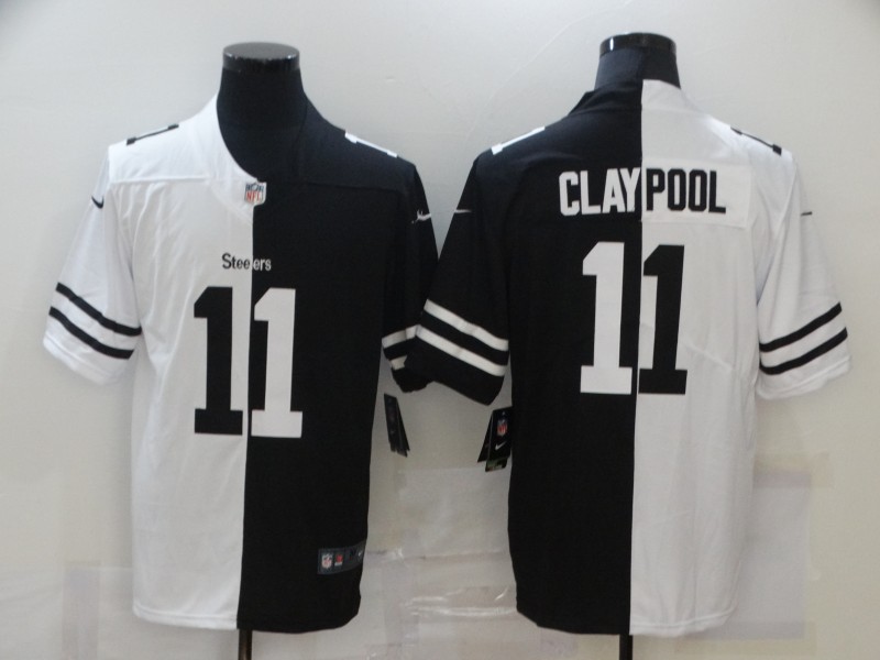 Nike Steelers 11 Chase Claypool Black And White Split Vapor Untouchable Limited Jersey