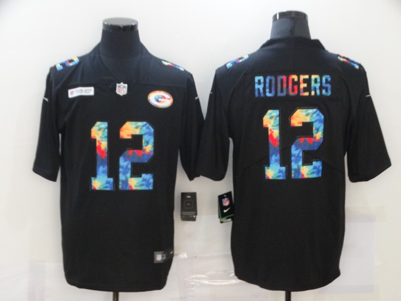 Nike Packers 12 Aaron Rodgers Black Vapor Untouchable Rainbow Limited Jersey