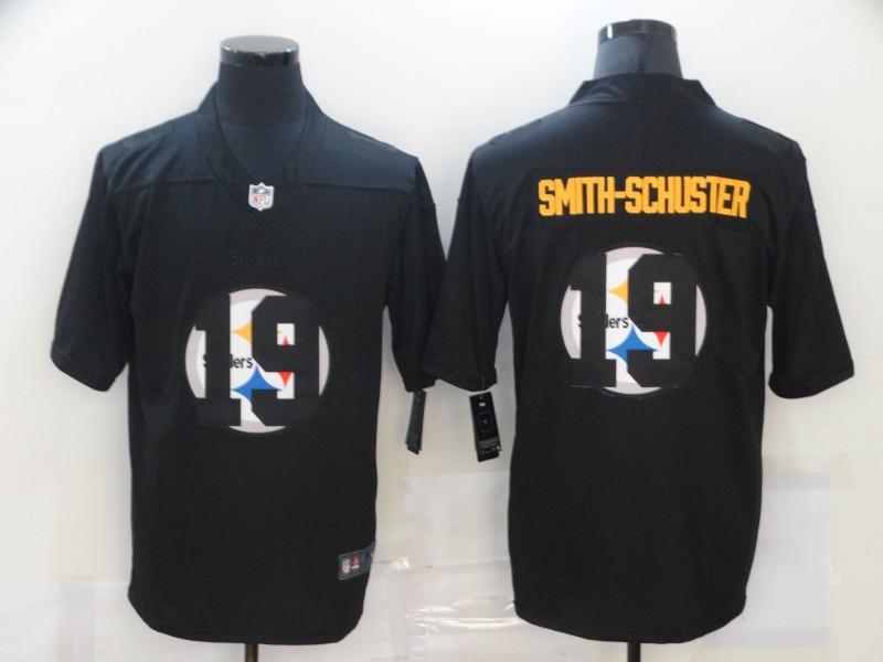Nike Steelers 19 JuJu Smith-Schuster Black Shadow Logo Limited Jersey