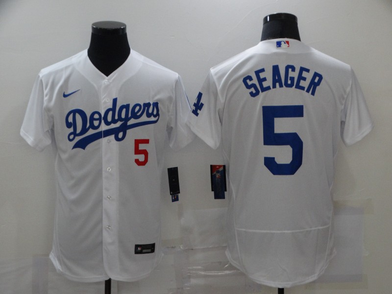 Dodgers 5 Corey Seager White 2020 Nike Flexbase Jersey - Click Image to Close