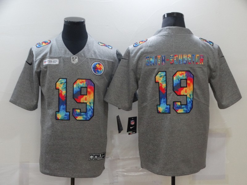 Nike Steelers 19 JuJu Smith-Schuster Gray Vapor Untouchable Rainbow Limited Jersey