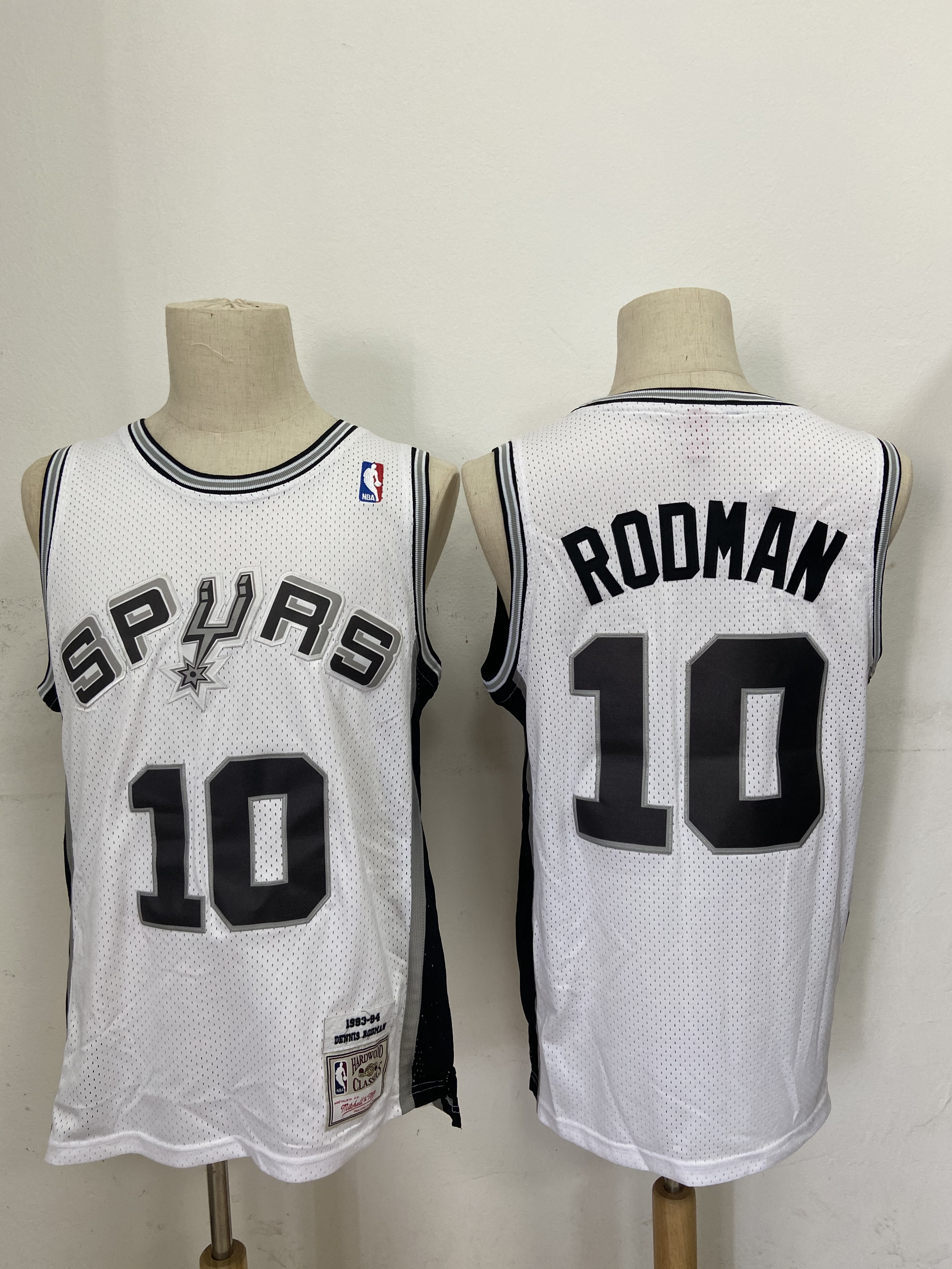 Spurs 10 Dennis Rodman White 1993-94 Hardwood Classics Jersey