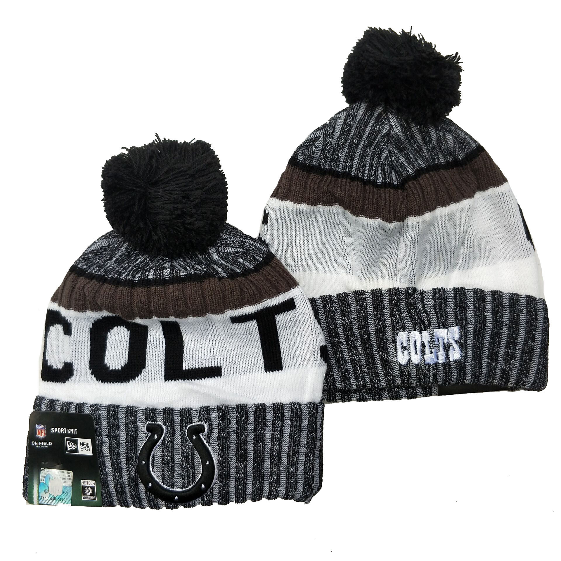 Colts Team Logo Gray Pom Cuffed Knit Hat YD - Click Image to Close
