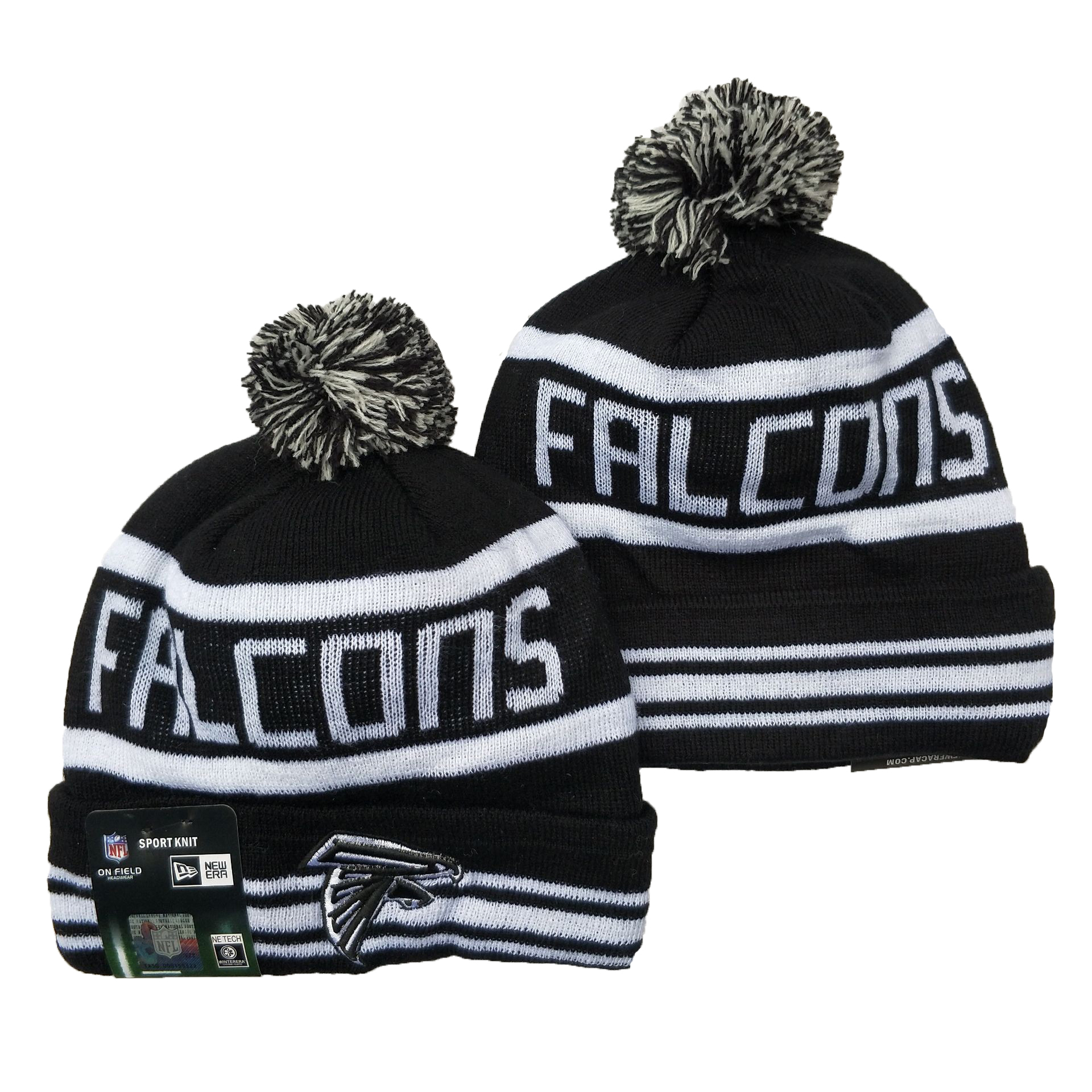 Falcons Team Logo Black Pom Cuffed Knit Hat YD