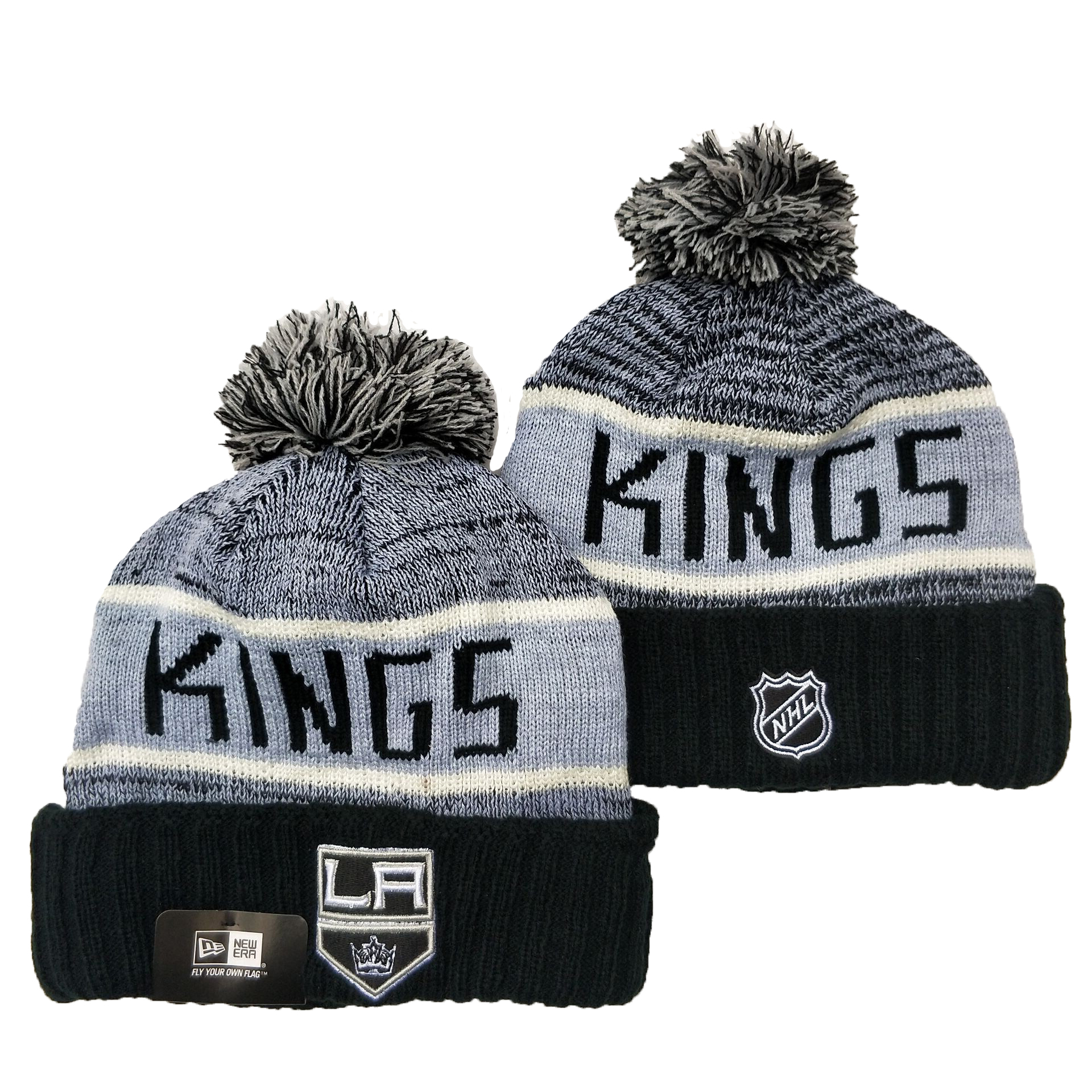 Los Angeles Kings Team Logo Gray Pom Cuffed Knit Hat YD