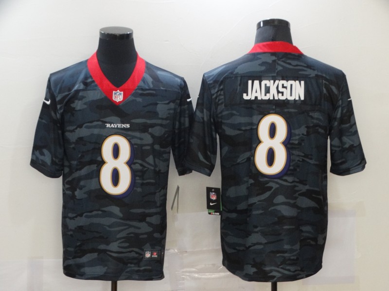 Nike Ravens 8 Lamar Jackson Black Camo Limited Jersey - Click Image to Close