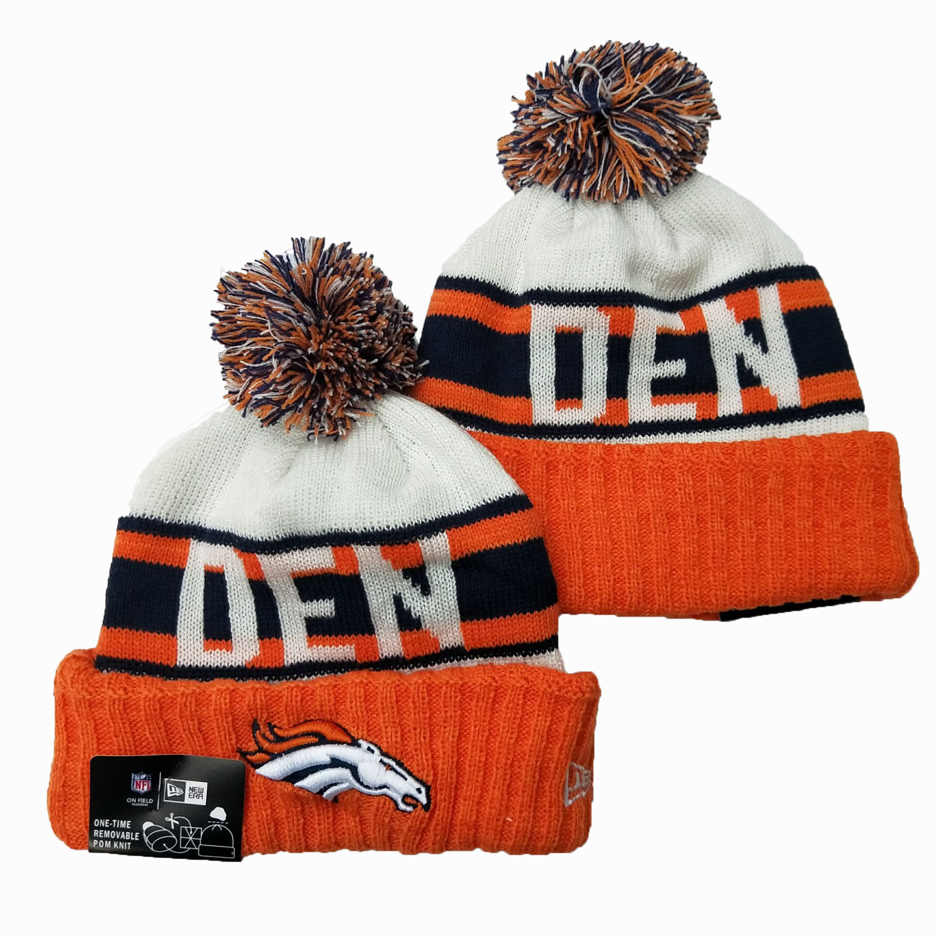 Broncos Team Logo Orange White Cuffed Knit Hat YD