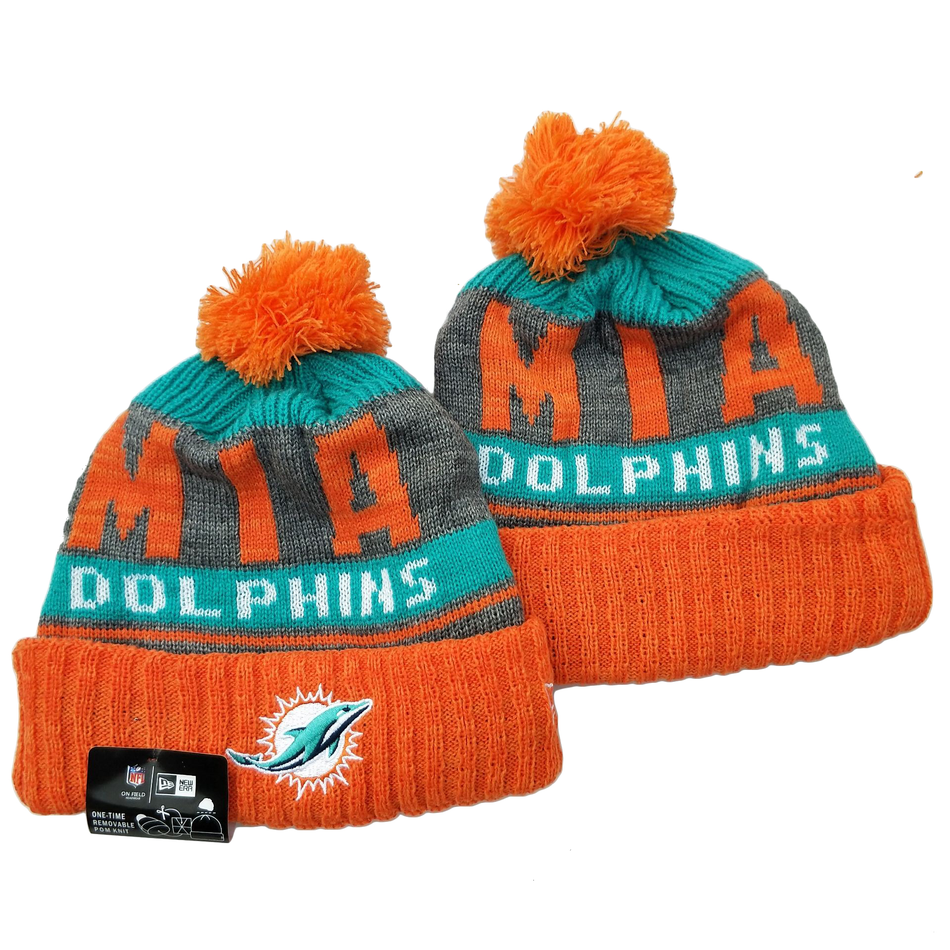 Dolphins Team Logo Orange Cuffed Knit Hat YD