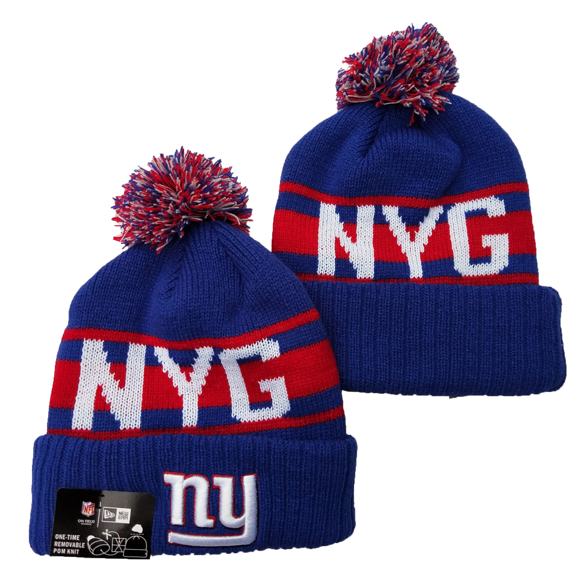 New York Giants Team Logo Royal Red Cuffed Knit Hat YD