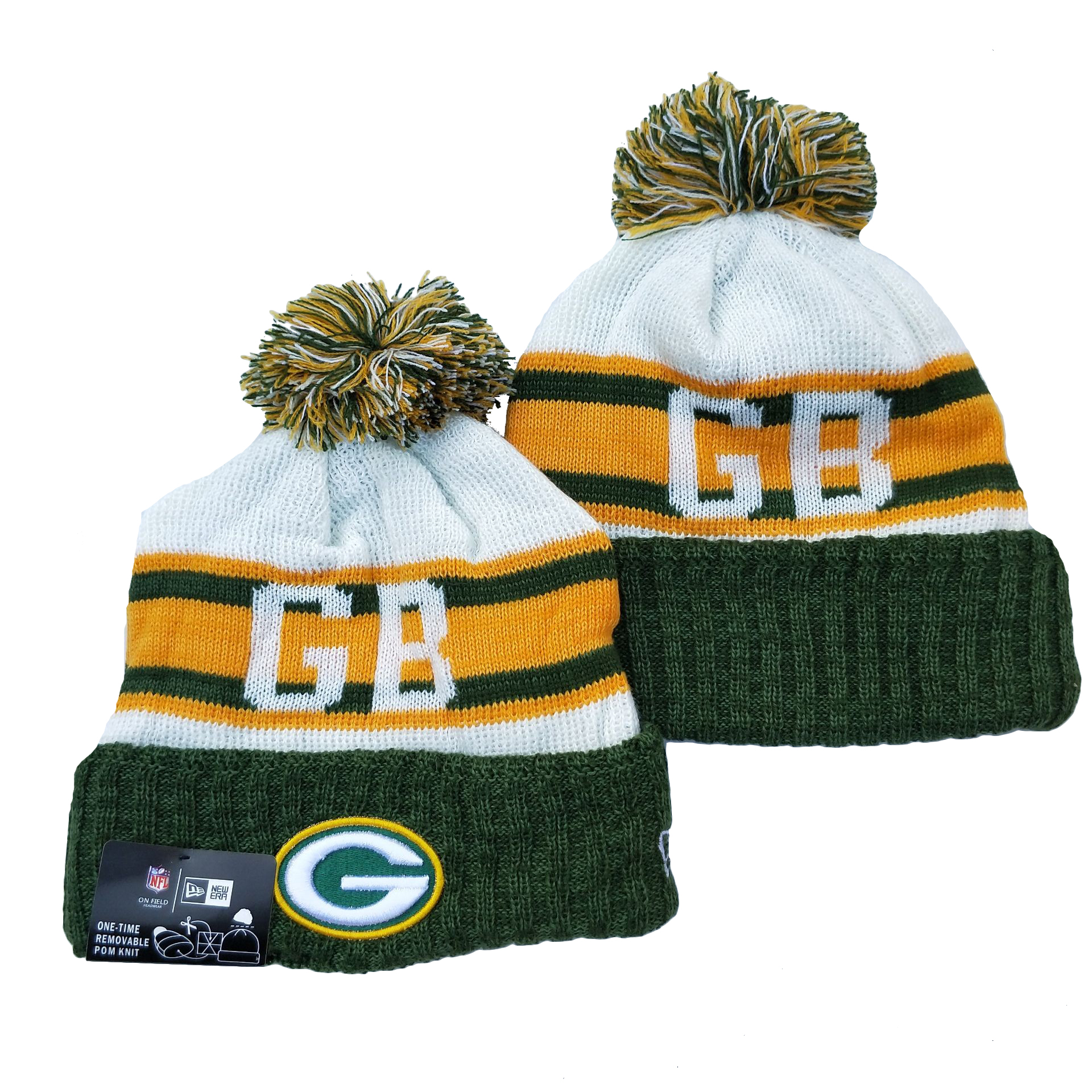 Packers Team Logo Green White Cuffed Knit Hat YD - Click Image to Close