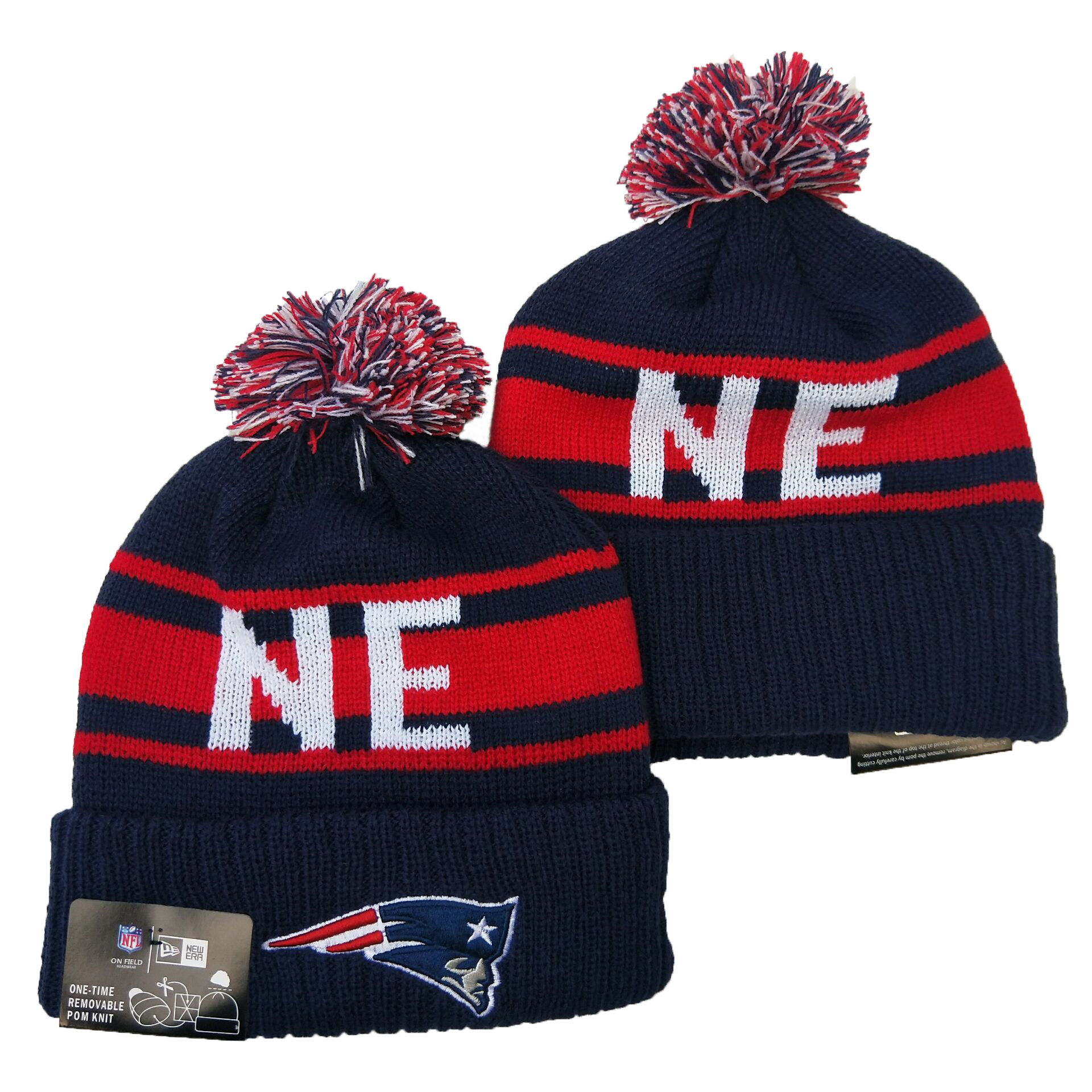 Patriots Team Logo Navy Red Cuffed Knit Hat YD - Click Image to Close