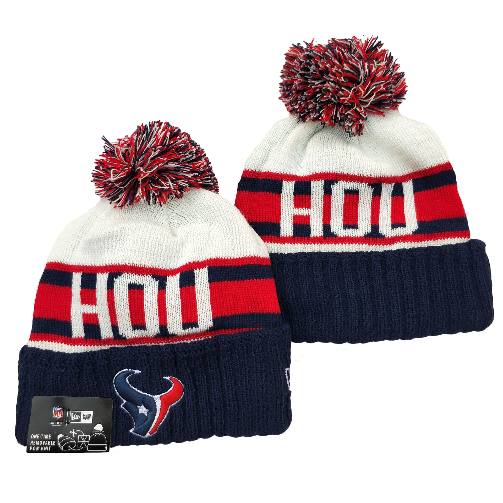 Texans Team Logo Navy Red White Cuffed Knit Hat YD