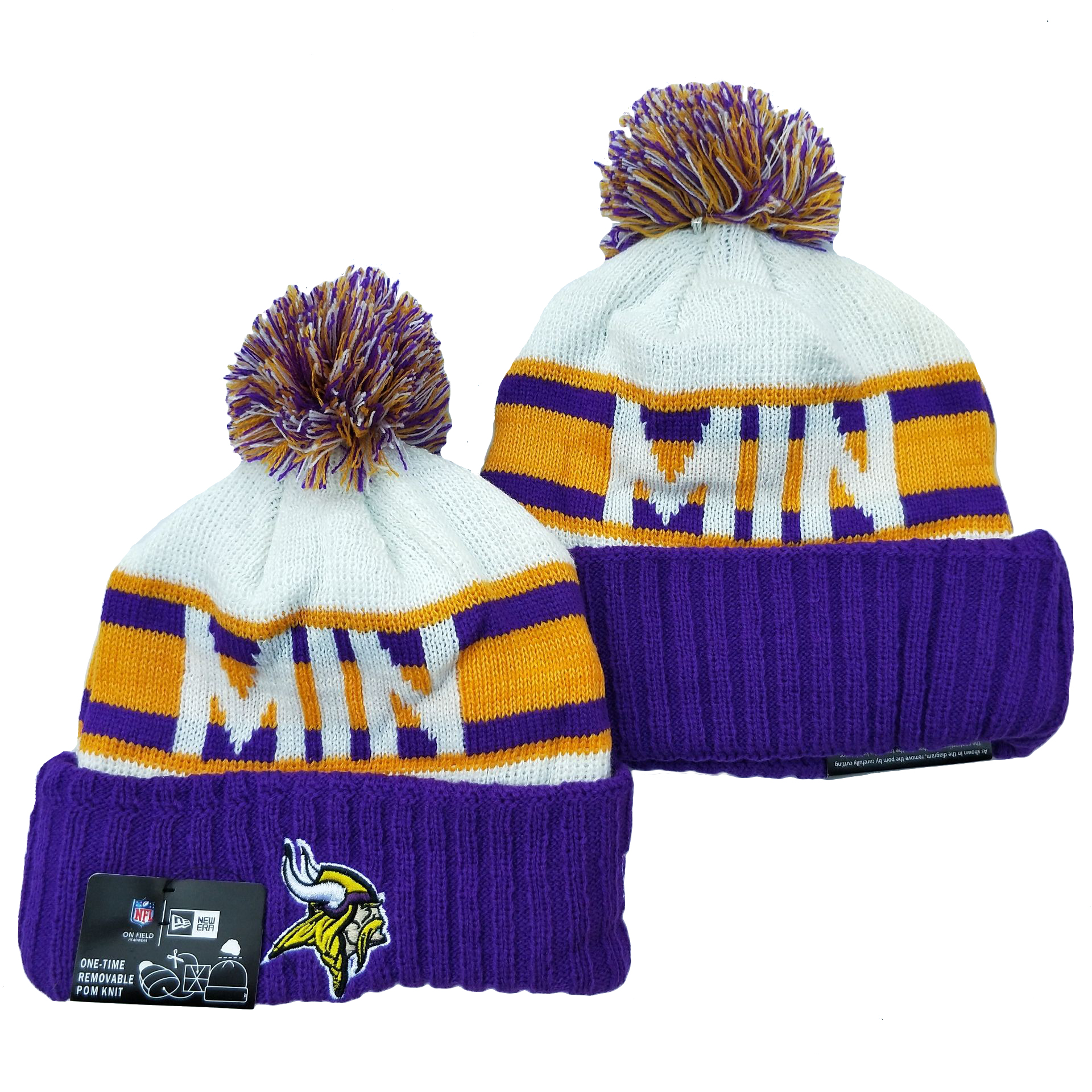 Vikings Team Logo Purple White Cuffed Knit Hat YD
