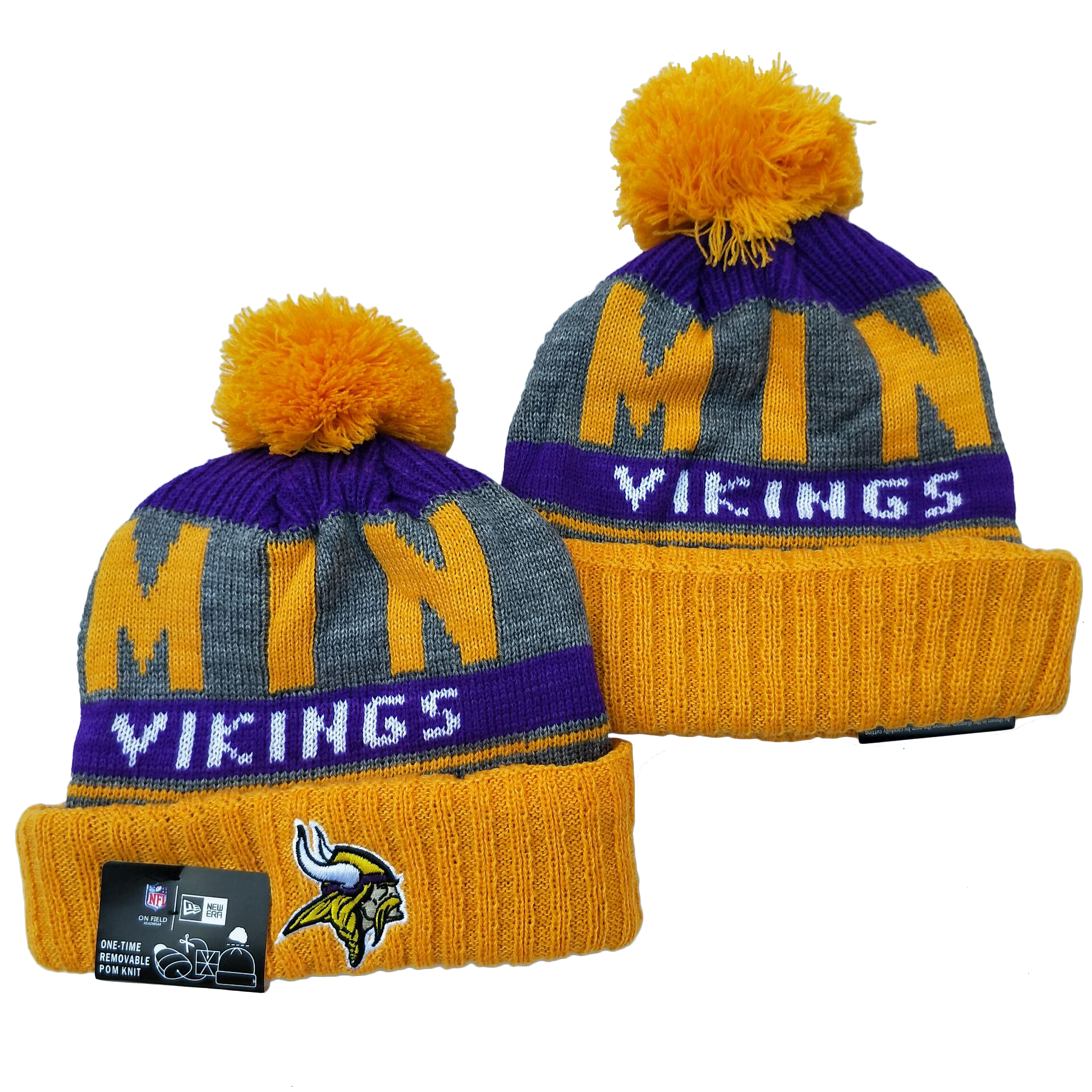 Vikings Team Logo Yellow Cuffed Knit Hat YD