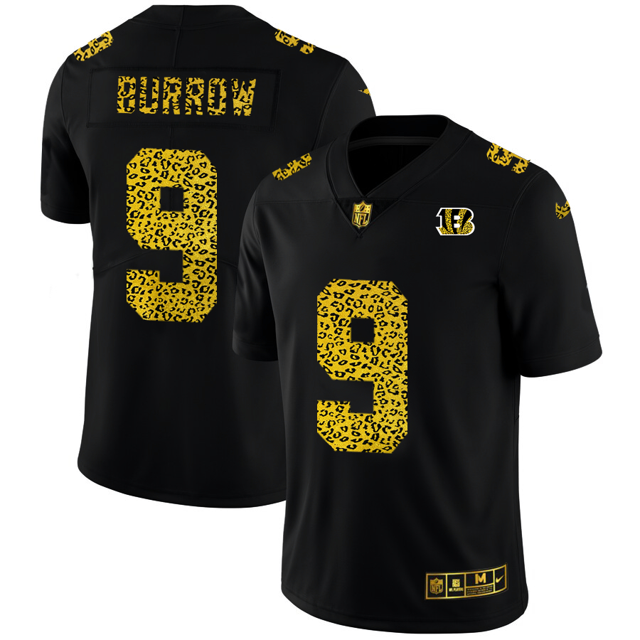 Nike Bengals 9 Joe Burrow Black Leopard Vapor Untouchable Limited Jersey