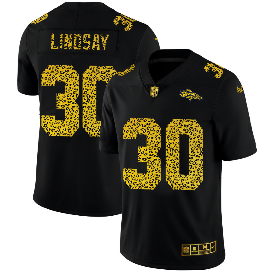 Nike Broncos 30 Phillip Lindsay Black Leopard Vapor Untouchable Limited Jersey - Click Image to Close