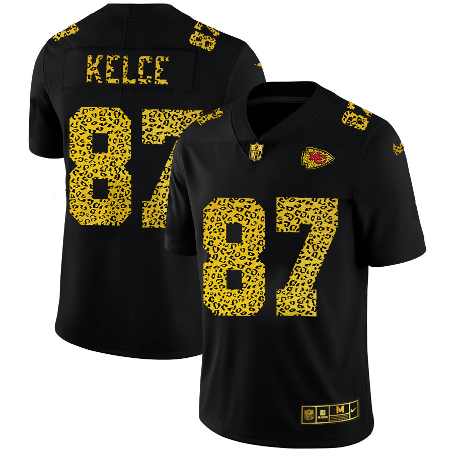 Nike Chiefs 87 Travis Kelce Black Leopard Vapor Untouchable Limited Jersey