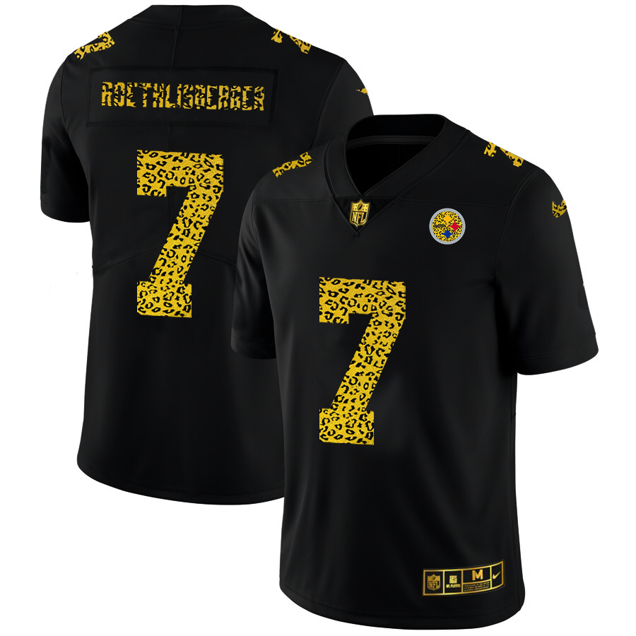 Nike Steelers 7 Ben Roethlisberger Black Leopard Vapor Untouchable Limited Jersey - Click Image to Close