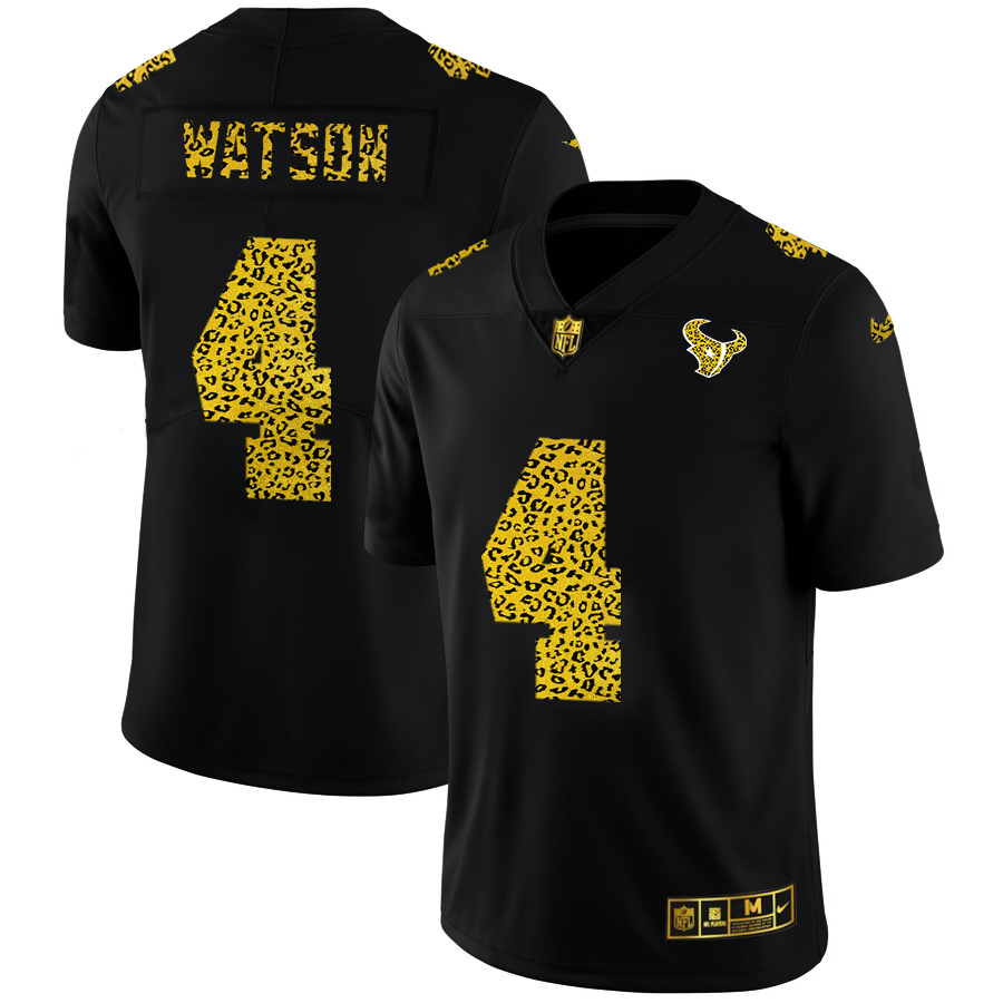 Nike Texans 4 Deshaun Watson Black Leopard Vapor Untouchable Limited Jersey - Click Image to Close