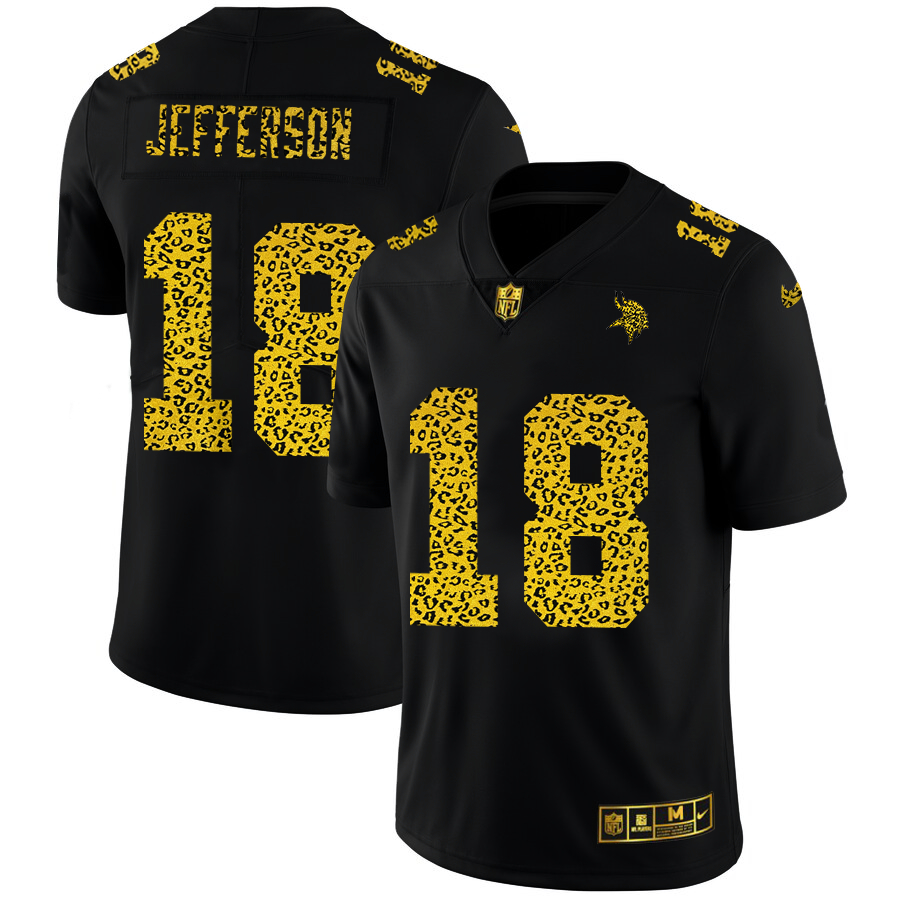 Nike Vikings 18 Justin Jefferson Black Leopard Vapor Untouchable Limited Jersey