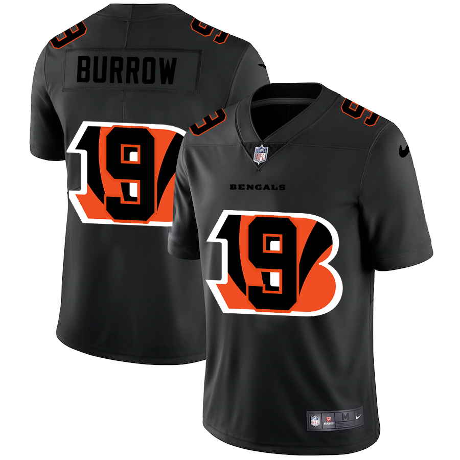 Nike Bengals 9 Joe Burrow Black Shadow Logo Limited Jersey