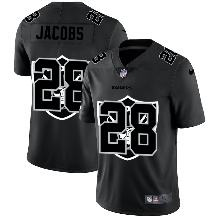 Nike Raiders 28 Josh Jacobs Black Shadow Logo Limited Jersey