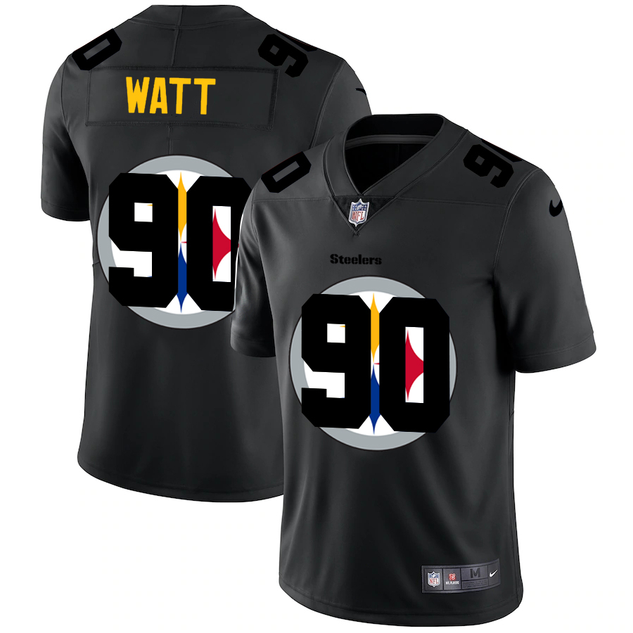 Nike Steelers 90 T.J. Watt Black Shadow Logo Limited Jersey