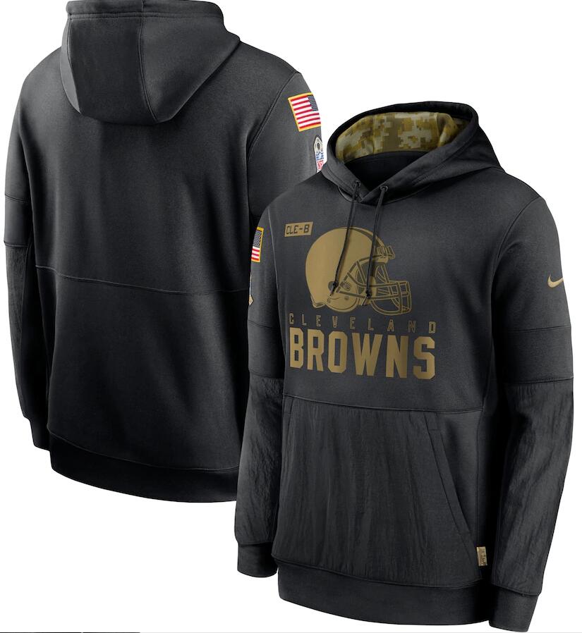 Men's Cleveland Browns Nike Black 2020 Salute to Service Sideline Performance Pullover Hoodie