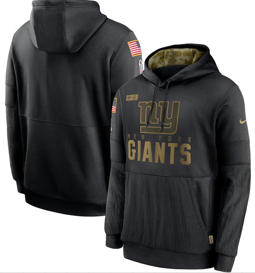Men's New York Giants Nike Black 2020 Salute to Service Sideline Performance Pullover Hoodie