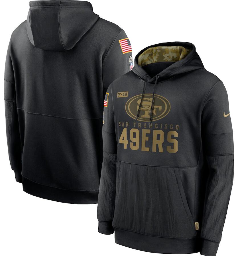 Men's San Francisco 49ers Nike Black 2020 Salute to Service Sideline Performance Pullover Hoodie