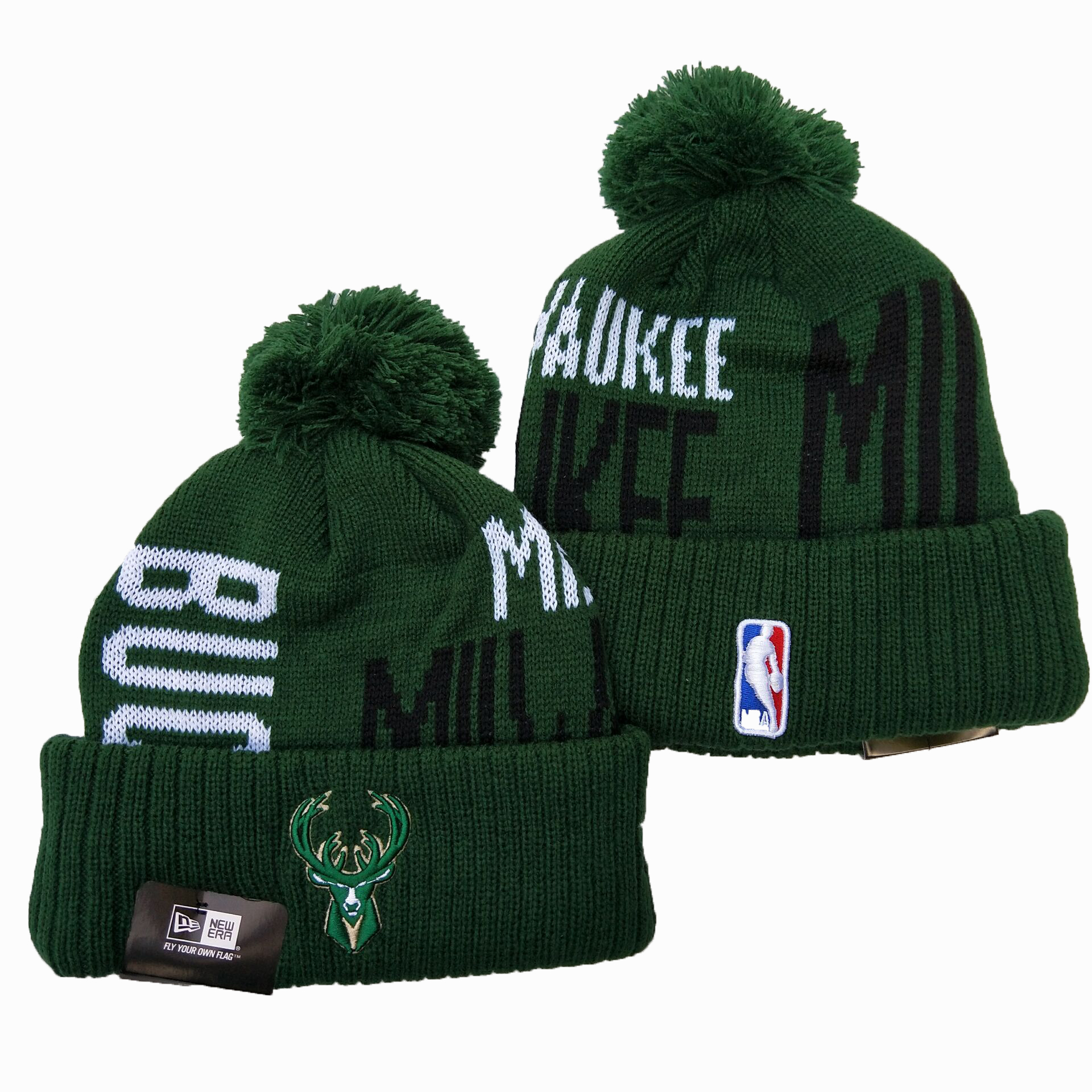 Bucks Team Logo Green Pom Knit Hat YD