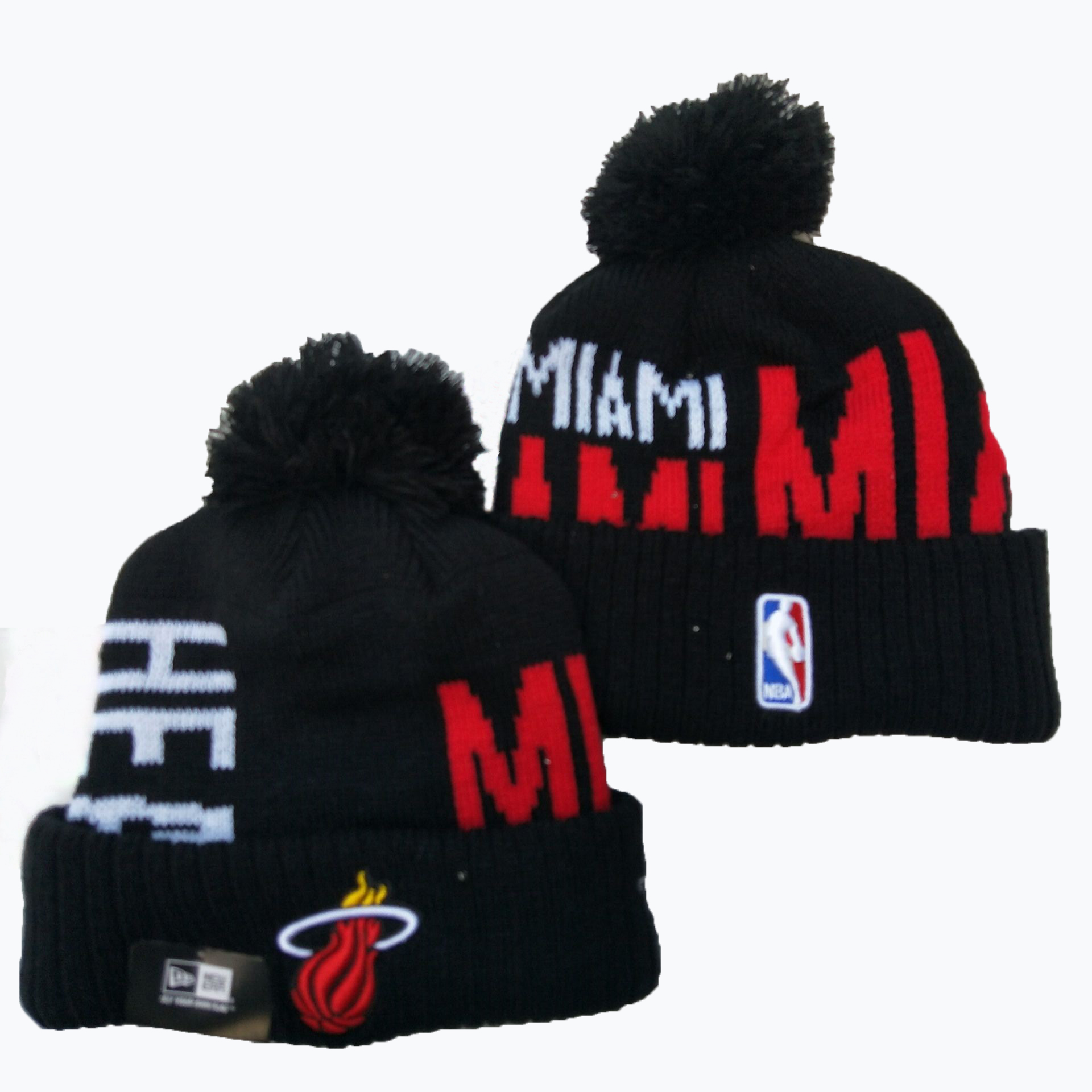 Heat Team Logo Black Pom Knit Hat YD